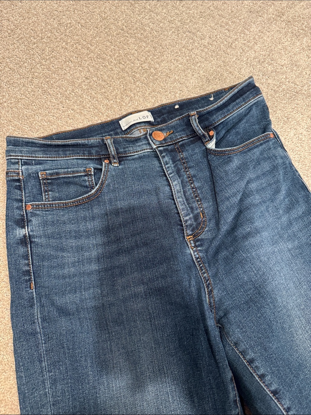LOFT Dark Blue High-Rise Straight Jeans